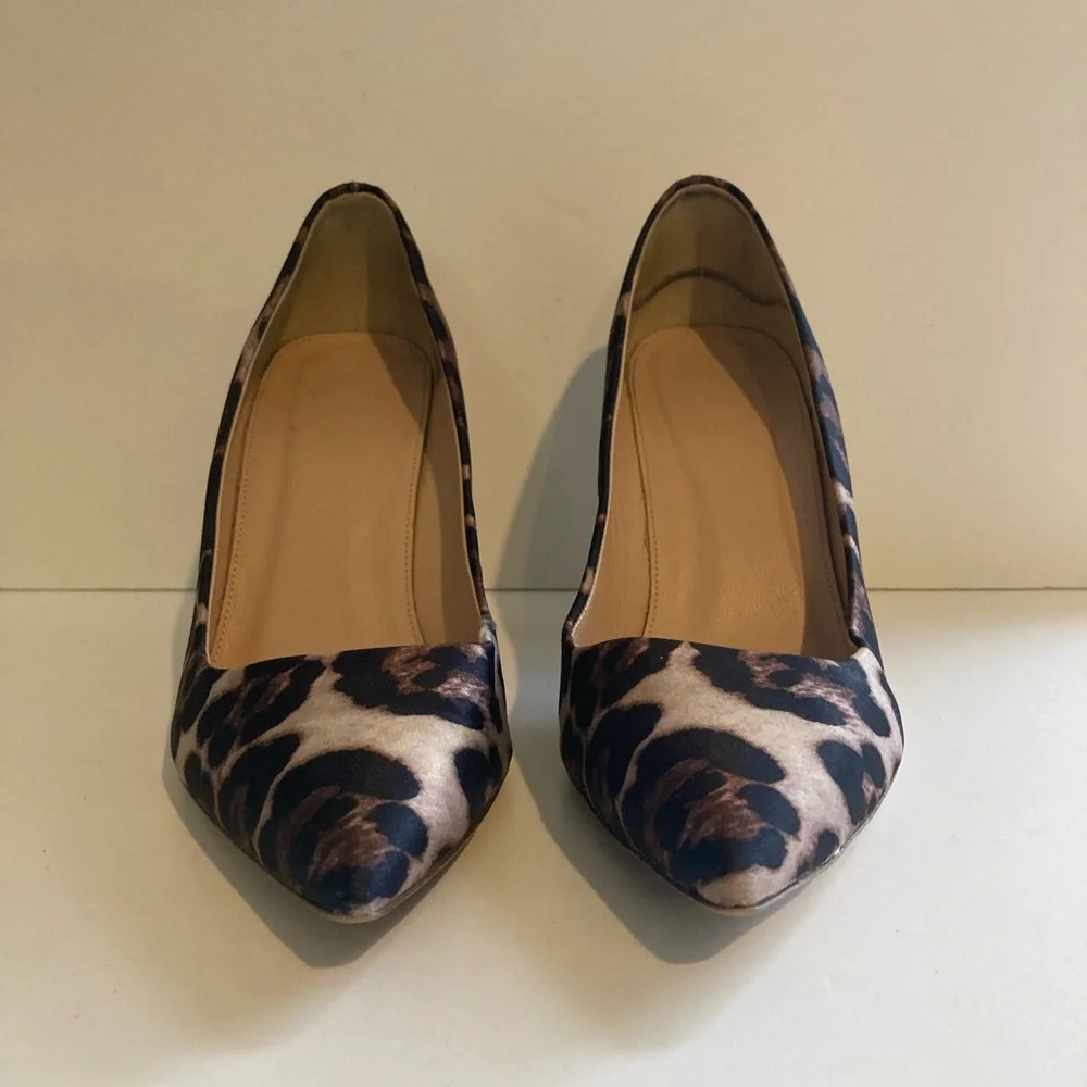 J. Crew Elsie Stiletto pumps in leopard satin